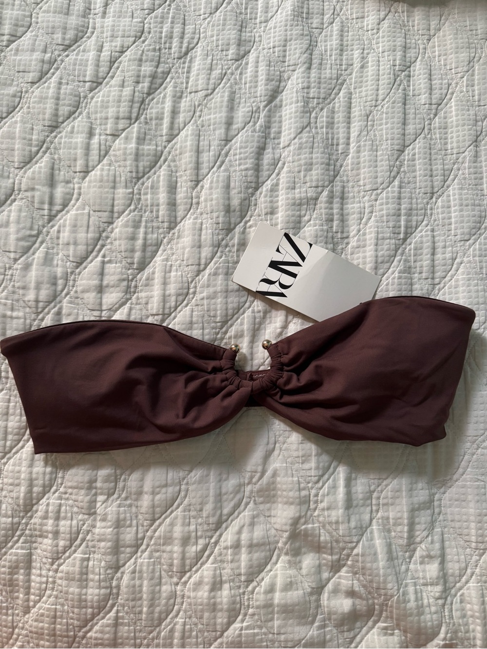 NEW Zara Brown Bandeau Bikini Top